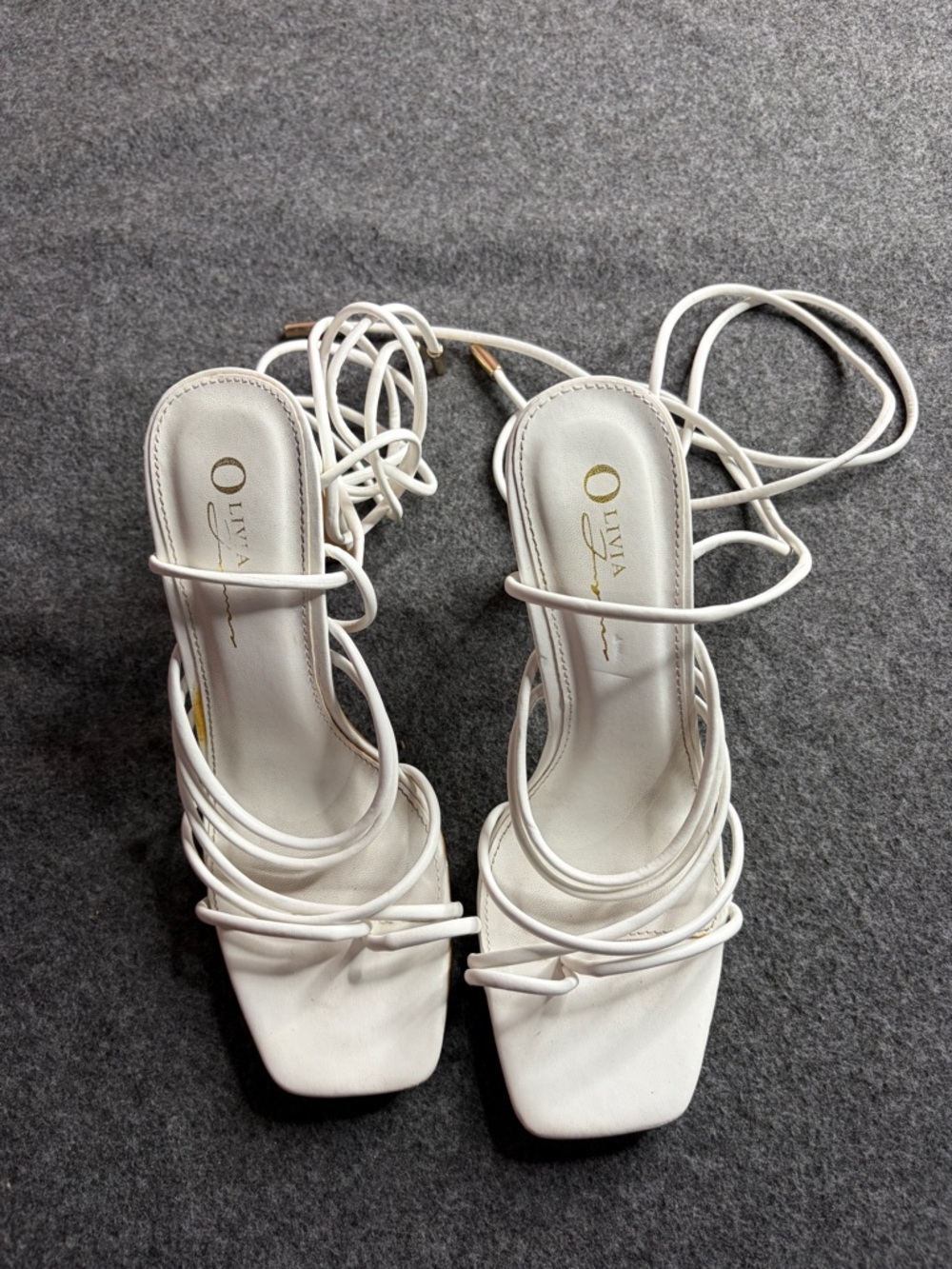 White Strappy Lace-Up Sandals